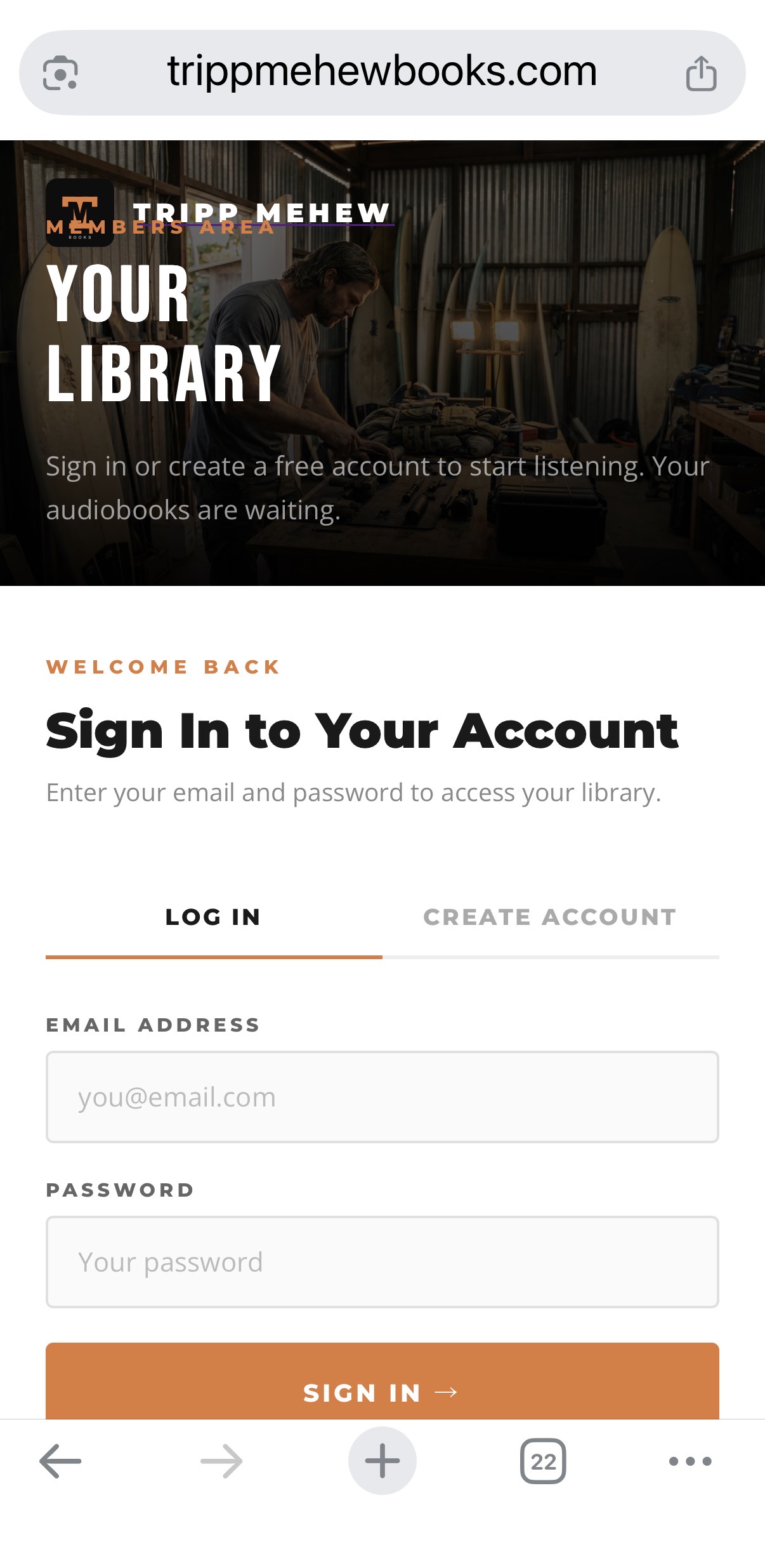 Author member login portal — custom author membership site design
